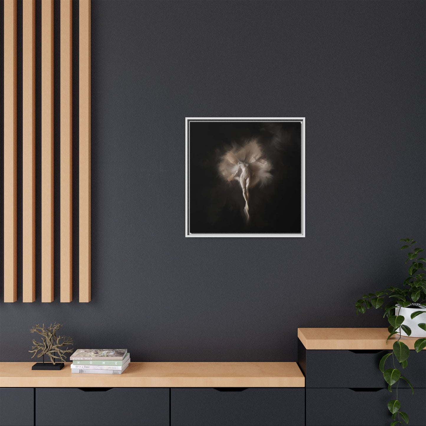 Elegant Framed Canvas Art, Ethereal Dancer Wall Decor, Home Aesthetic, Ballet Art, Gift for Dance Lovers, Living Room Decoration