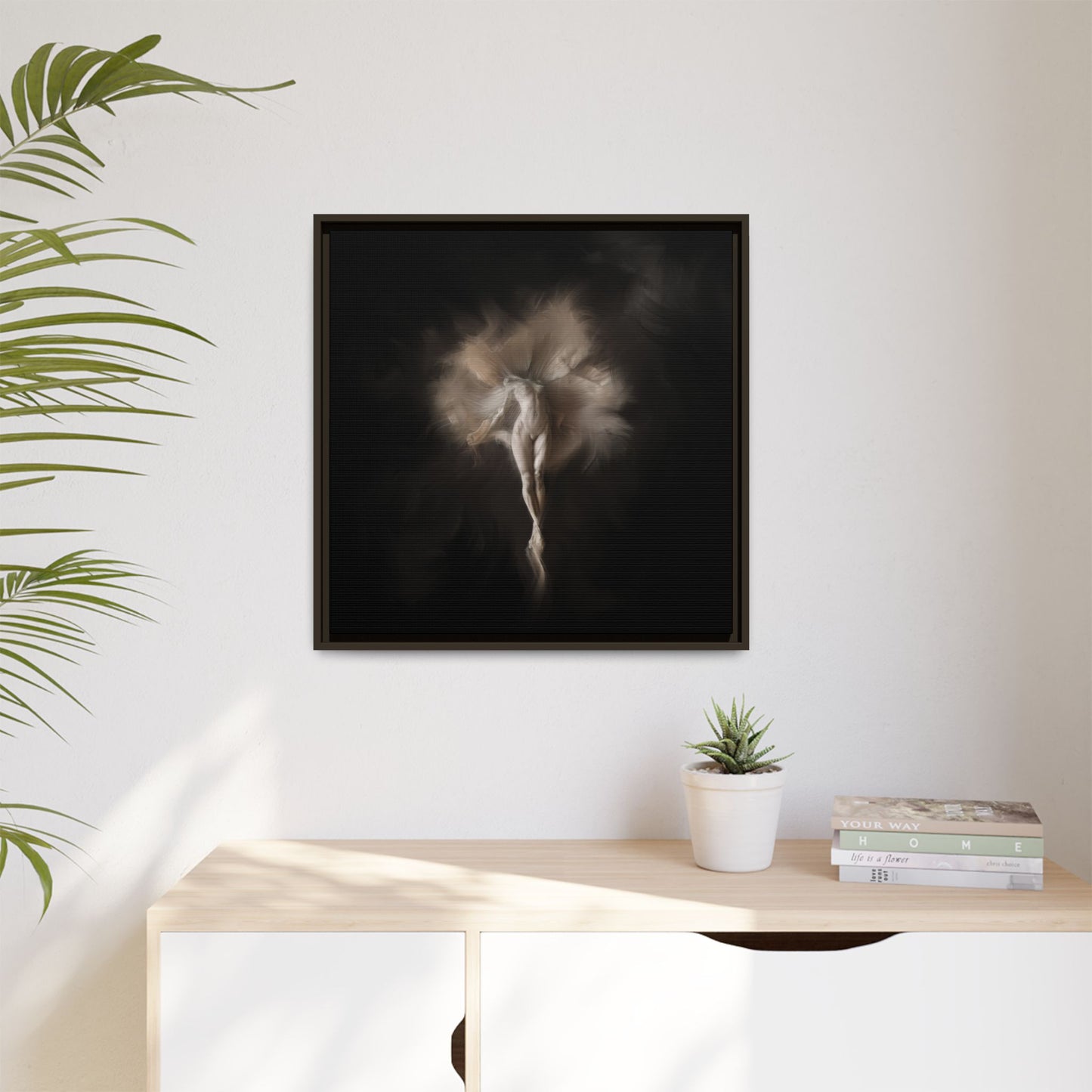 Elegant Framed Canvas Art, Ethereal Dancer Wall Decor, Home Aesthetic, Ballet Art, Gift for Dance Lovers, Living Room Decoration