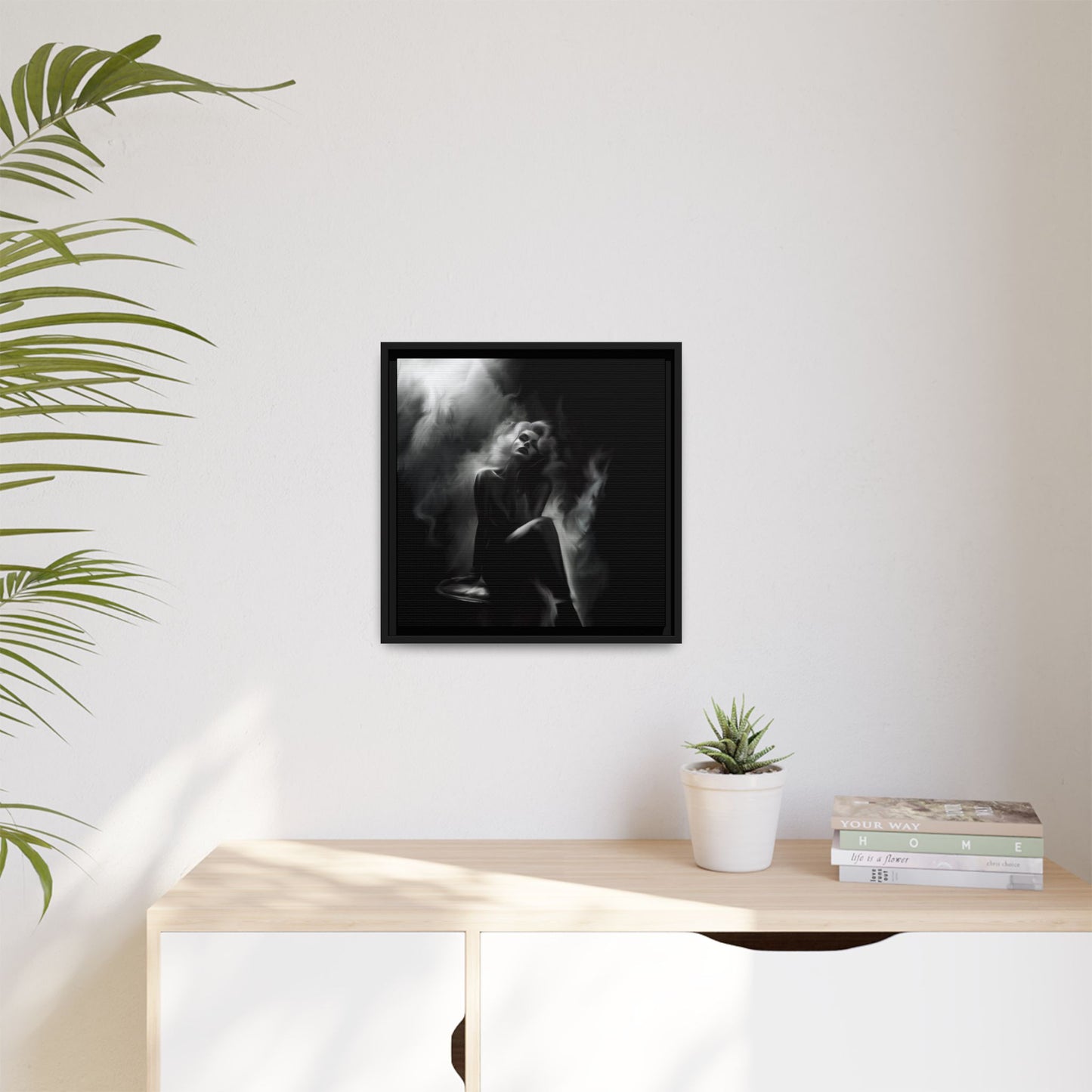 Elegant Woman Canvas Art, Digital Art Print, Abstract Black and White Wall Decor, Modern Home Decoration, Gift for Art Lovers