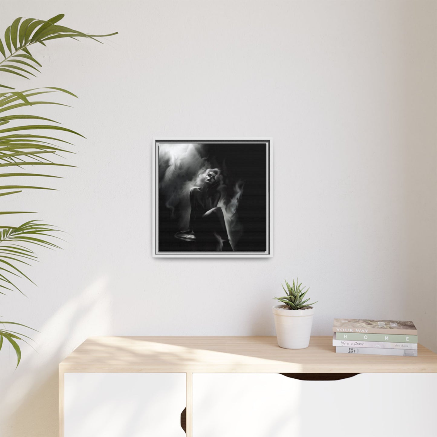 Elegant Woman Canvas Art, Digital Art Print, Abstract Black and White Wall Decor, Modern Home Decoration, Gift for Art Lovers
