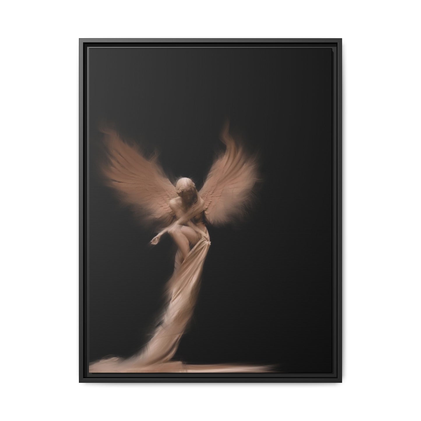 DIGITAL ANGEL DRAWING, Ethereal Angel Framed Canvas Art, Soft Angel Wings Wall Decor, Bohemian Home Decor, Gift for Art Lovers