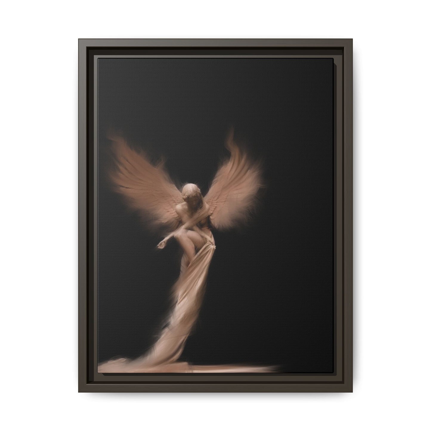 DIGITAL ANGEL DRAWING, Ethereal Angel Framed Canvas Art, Soft Angel Wings Wall Decor, Bohemian Home Decor, Gift for Art Lovers