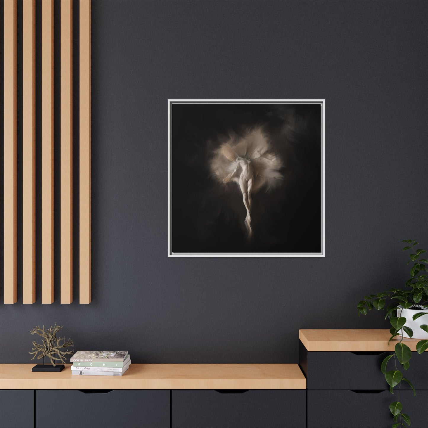 Elegant Framed Canvas Art, Ethereal Dancer Wall Decor, Home Aesthetic, Ballet Art, Gift for Dance Lovers, Living Room Decoration