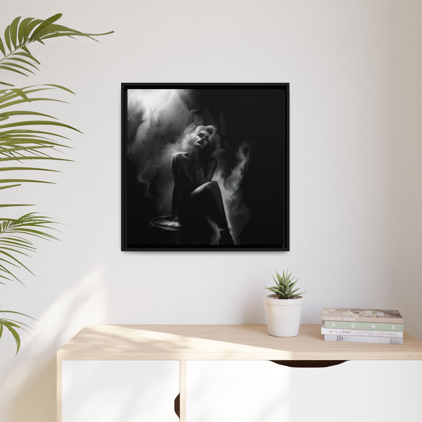 Elegant Woman Canvas Art, Digital Art Print, Abstract Black and White Wall Decor, Modern Home Decoration, Gift for Art Lovers