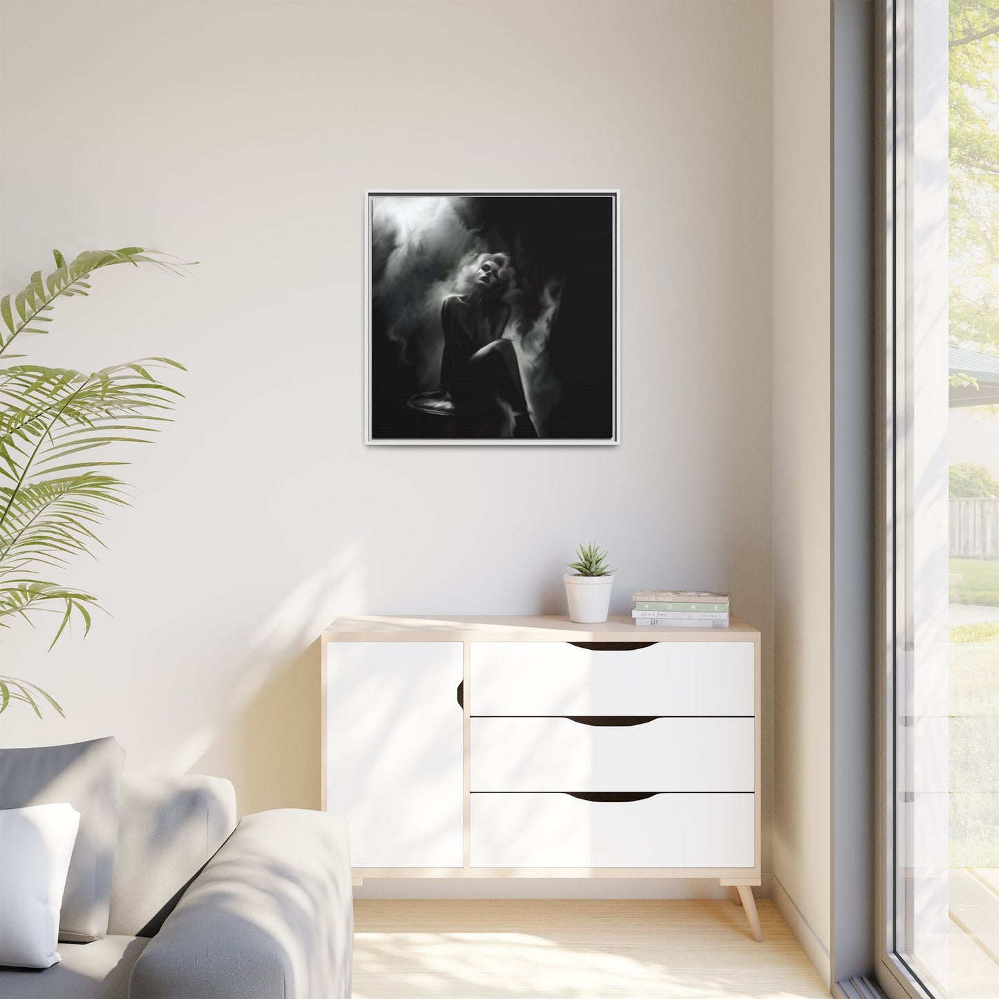 Elegant Woman Canvas Art, Digital Art Print, Abstract Black and White Wall Decor, Modern Home Decoration, Gift for Art Lovers