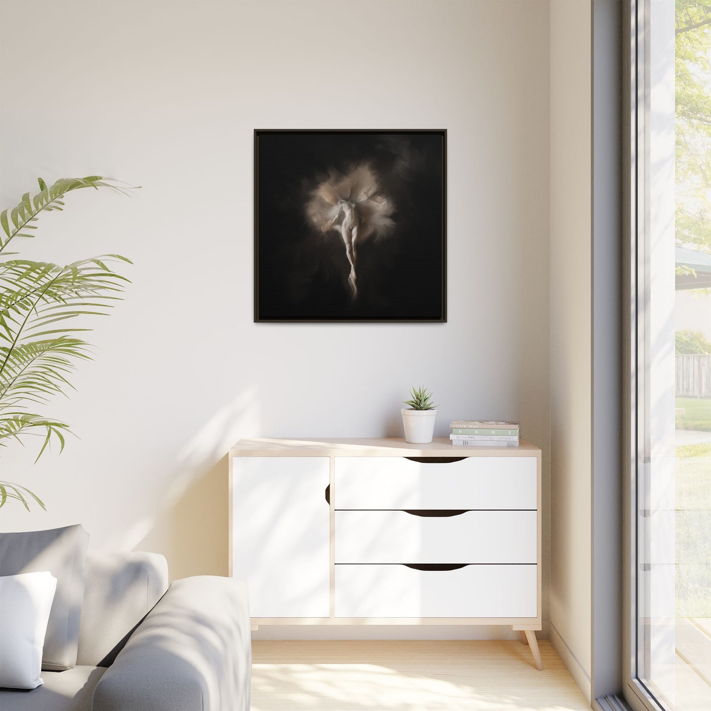 Elegant Framed Canvas Art, Ethereal Dancer Wall Decor, Home Aesthetic, Ballet Art, Gift for Dance Lovers, Living Room Decoration