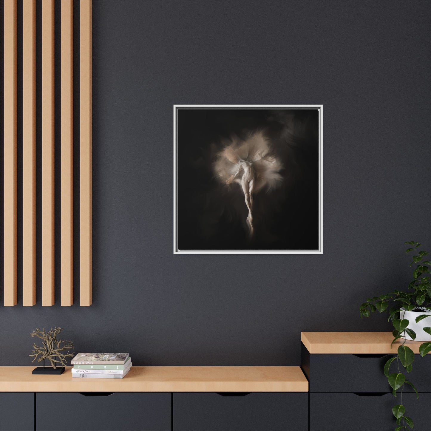 Elegant Framed Canvas Art, Ethereal Dancer Wall Decor, Home Aesthetic, Ballet Art, Gift for Dance Lovers, Living Room Decoration