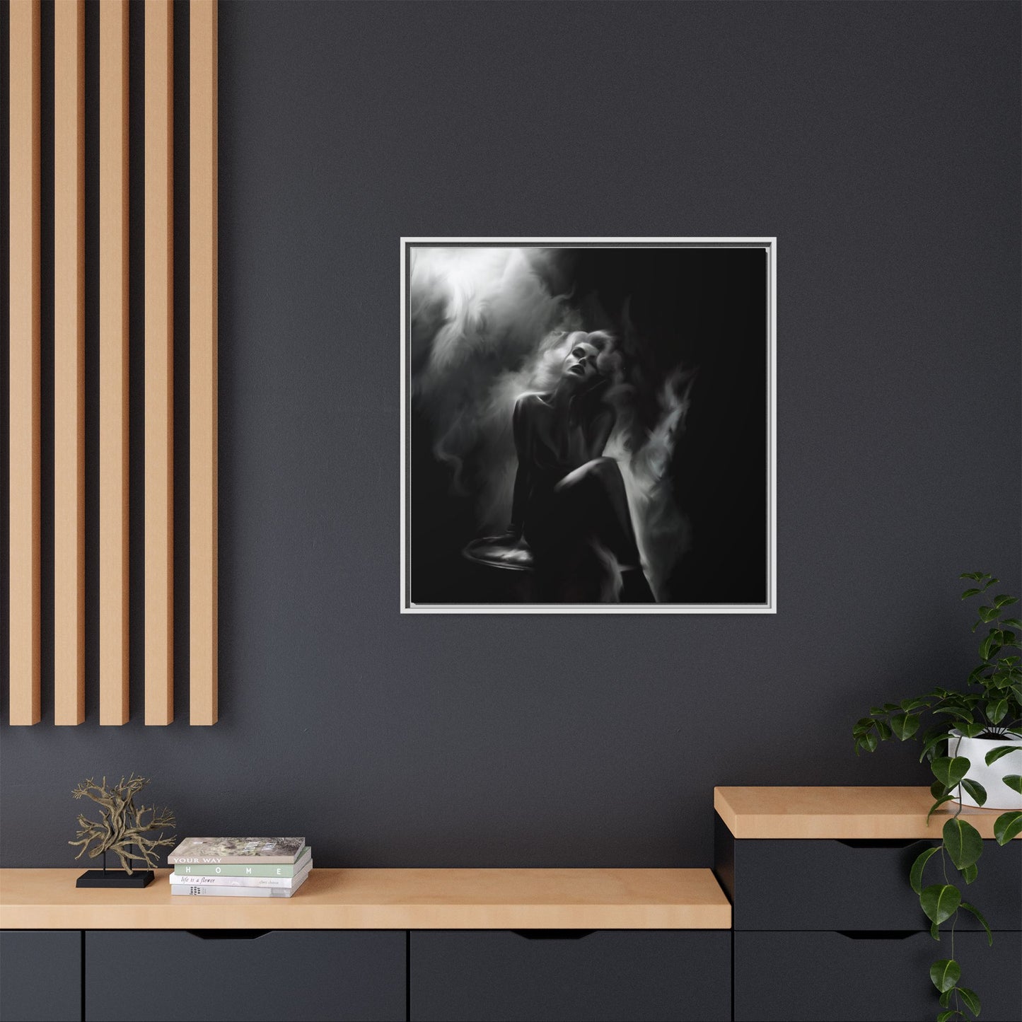 Elegant Woman Canvas Art, Digital Art Print, Abstract Black and White Wall Decor, Modern Home Decoration, Gift for Art Lovers