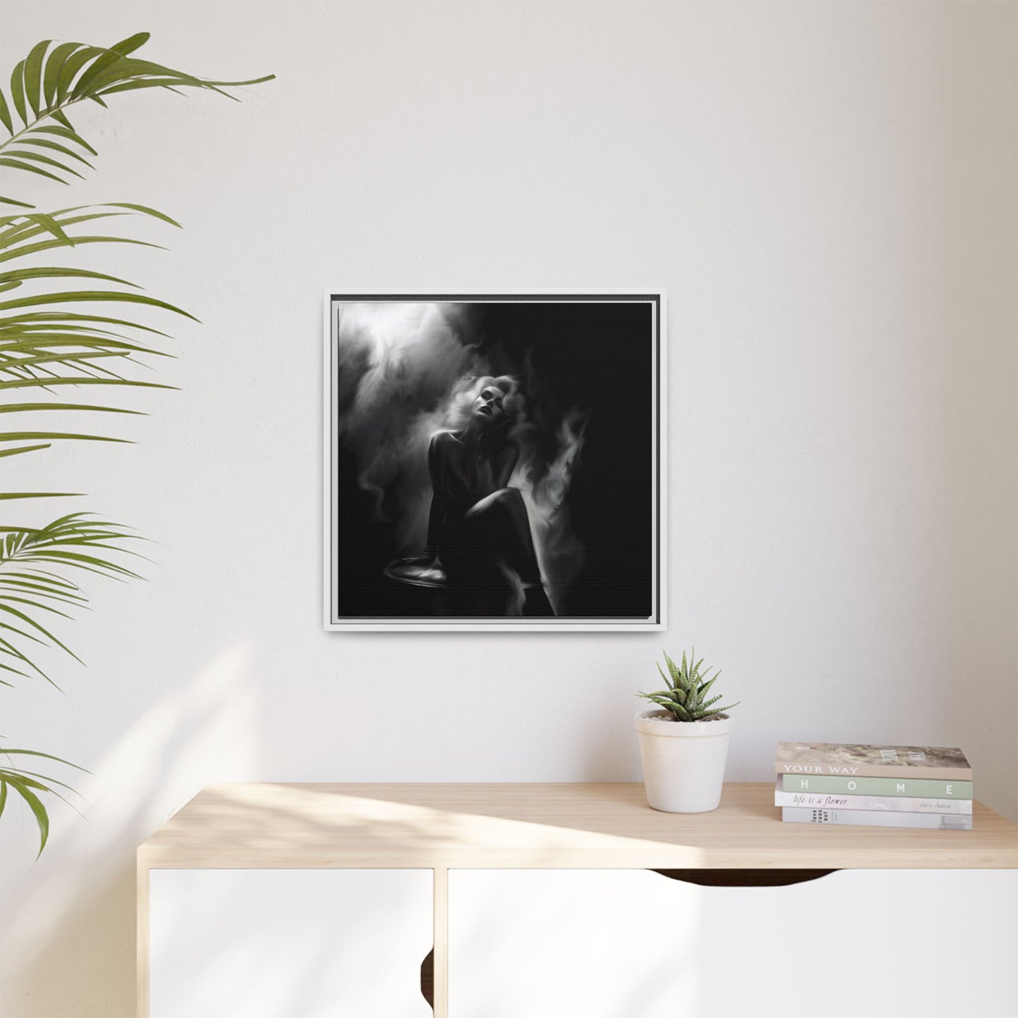 Elegant Woman Canvas Art, Digital Art Print, Abstract Black and White Wall Decor, Modern Home Decoration, Gift for Art Lovers
