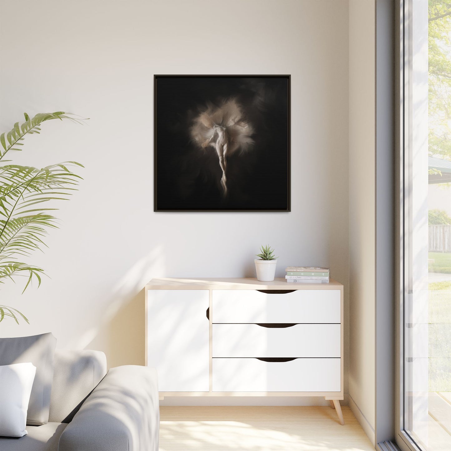Elegant Framed Canvas Art, Ethereal Dancer Wall Decor, Home Aesthetic, Ballet Art, Gift for Dance Lovers, Living Room Decoration