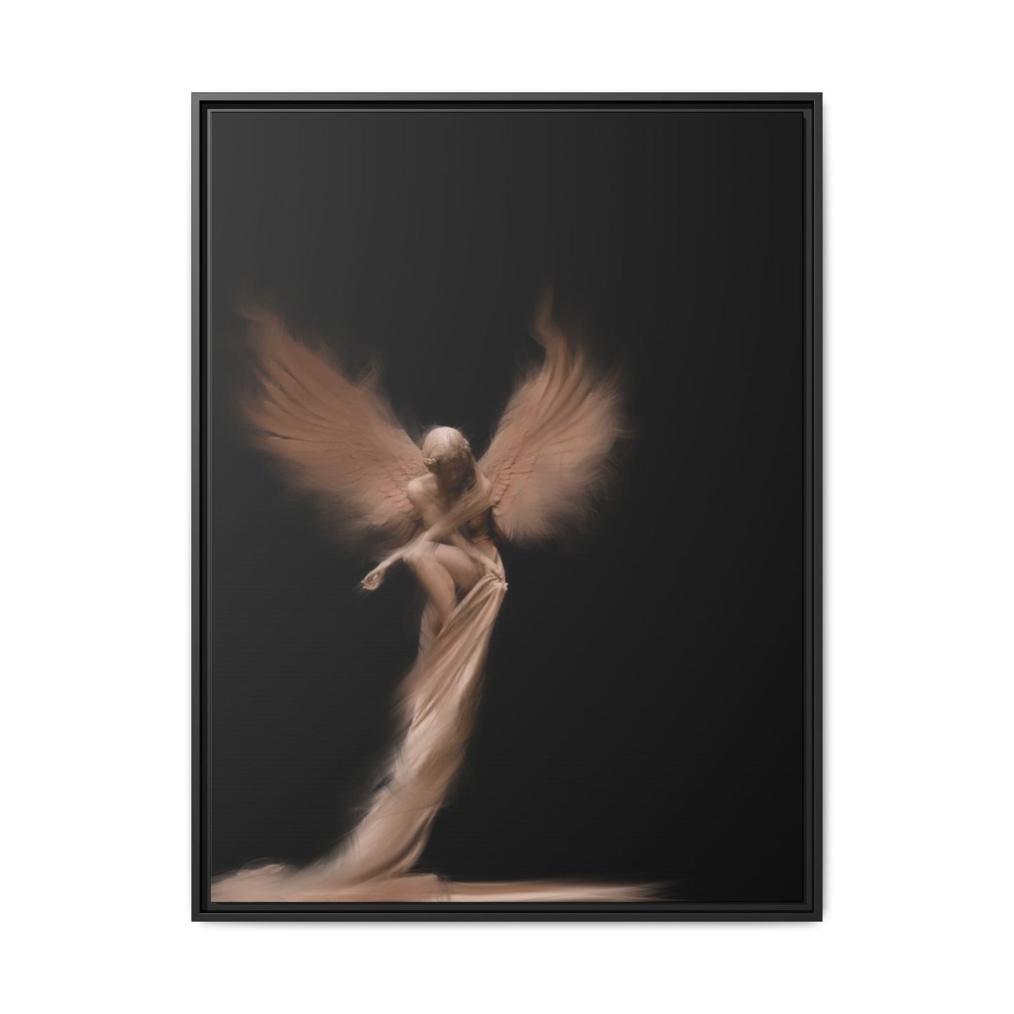 DIGITAL ANGEL DRAWING, Ethereal Angel Framed Canvas Art, Soft Angel Wings Wall Decor, Bohemian Home Decor, Gift for Art Lovers