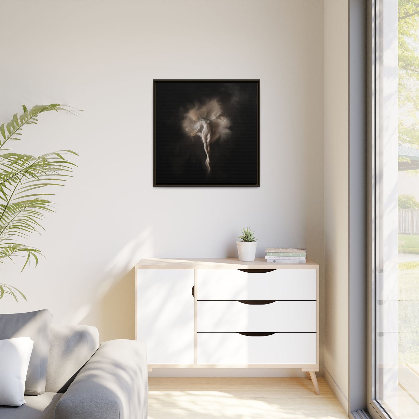 Elegant Framed Canvas Art, Ethereal Dancer Wall Decor, Home Aesthetic, Ballet Art, Gift for Dance Lovers, Living Room Decoration
