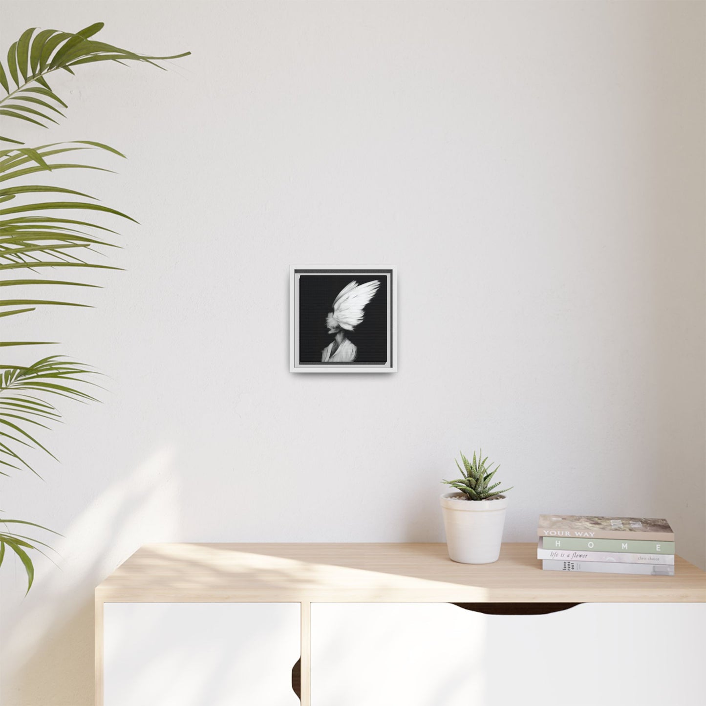 Digital Angel Drawing, Abstract Angel Wings Framed Canvas Art, Dramatic Wall Decor, Inspirational Gift, Modern Home Artwork
