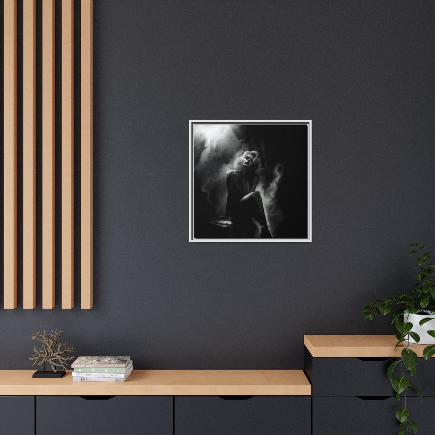 Elegant Woman Canvas Art, Digital Art Print, Abstract Black and White Wall Decor, Modern Home Decoration, Gift for Art Lovers