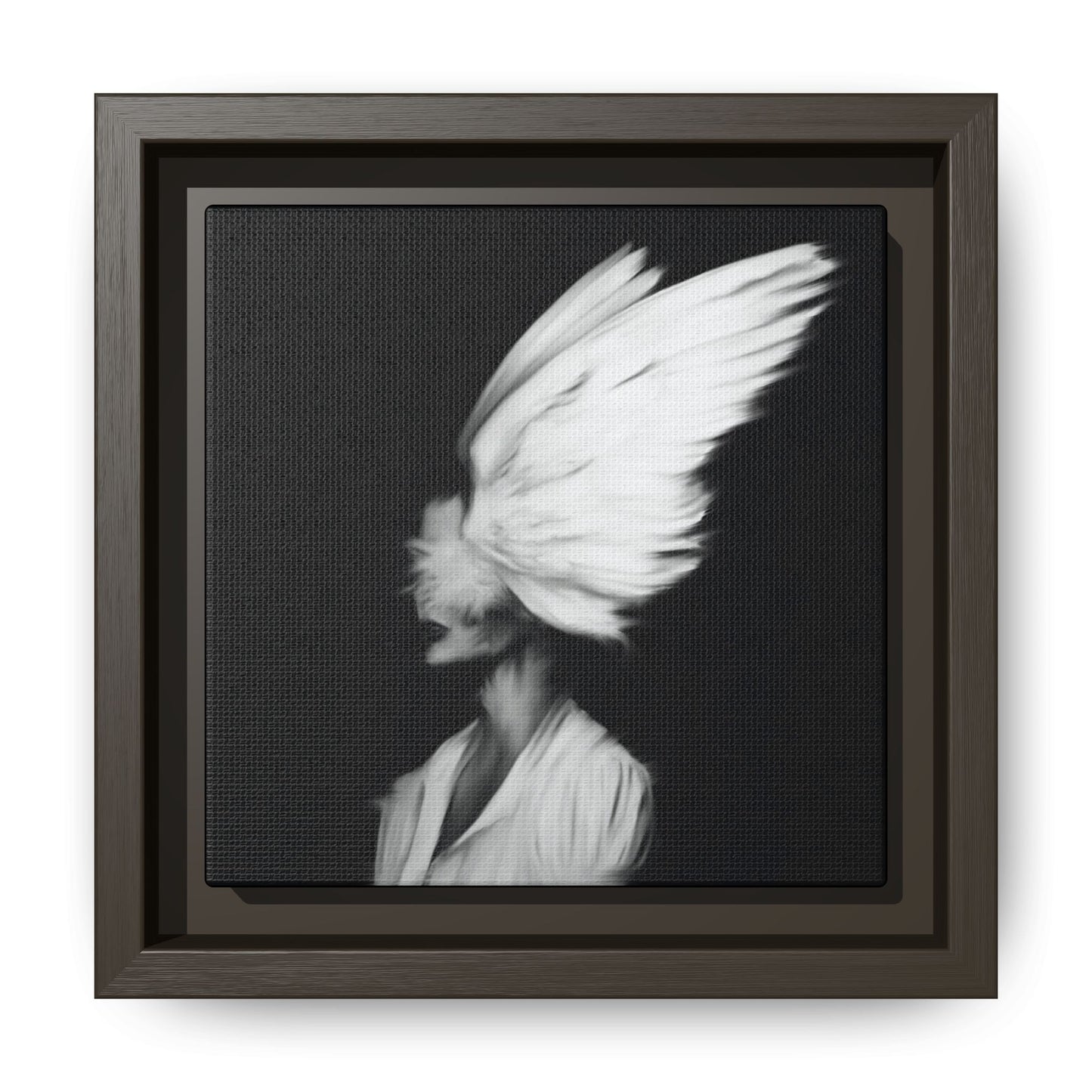 Digital Angel Drawing, Abstract Angel Wings Framed Canvas Art, Dramatic Wall Decor, Inspirational Gift, Modern Home Artwork