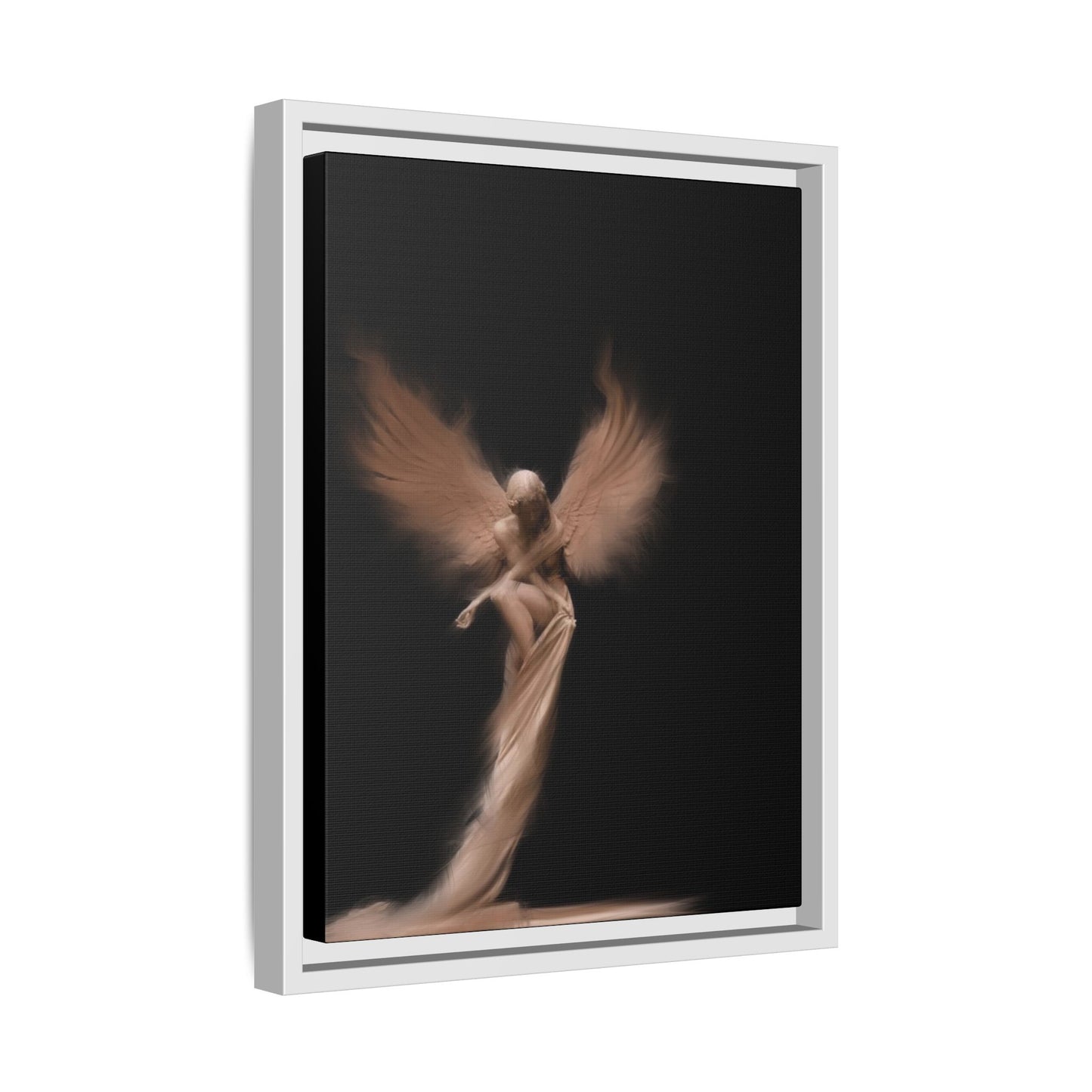 DIGITAL ANGEL DRAWING, Ethereal Angel Framed Canvas Art, Soft Angel Wings Wall Decor, Bohemian Home Decor, Gift for Art Lovers