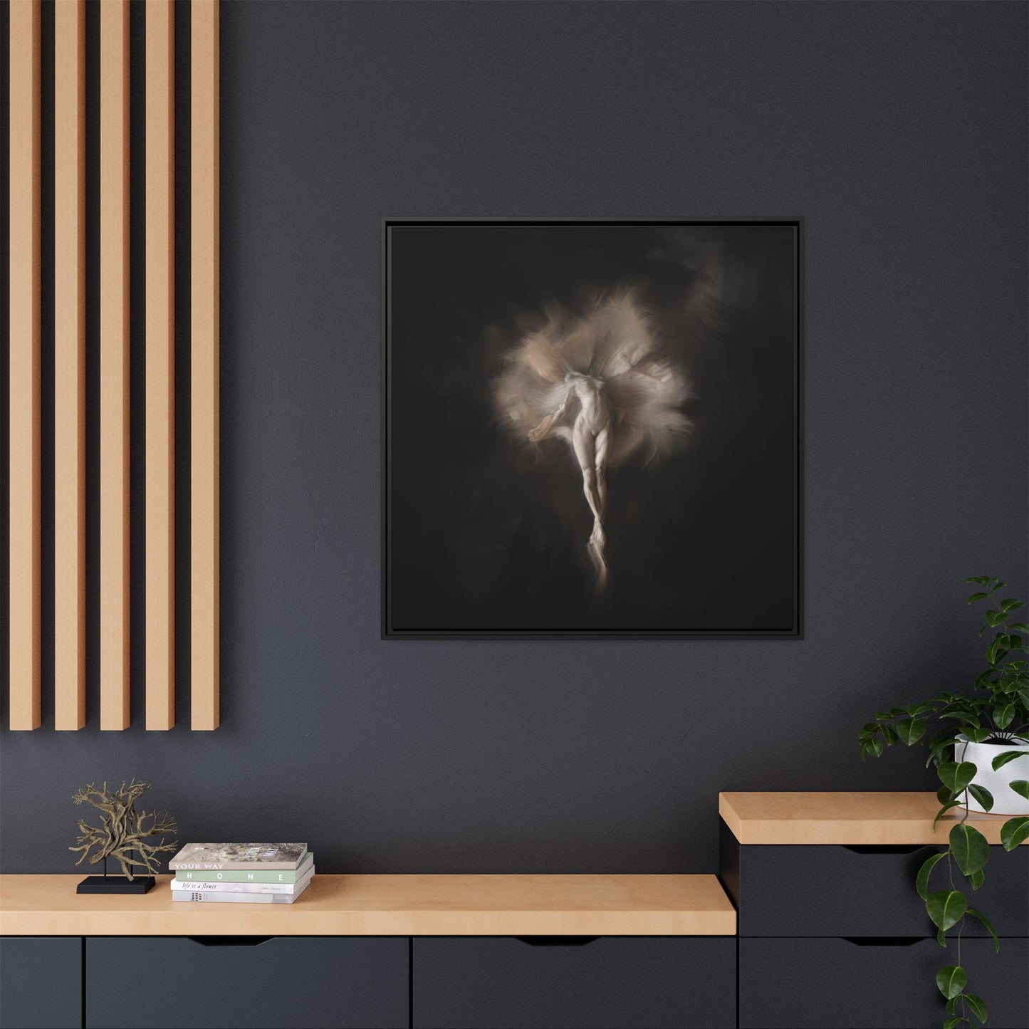 Elegant Framed Canvas Art, Ethereal Dancer Wall Decor, Home Aesthetic, Ballet Art, Gift for Dance Lovers, Living Room Decoration