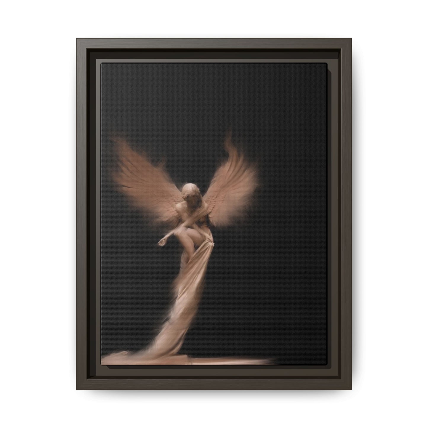 DIGITAL ANGEL DRAWING, Ethereal Angel Framed Canvas Art, Soft Angel Wings Wall Decor, Bohemian Home Decor, Gift for Art Lovers