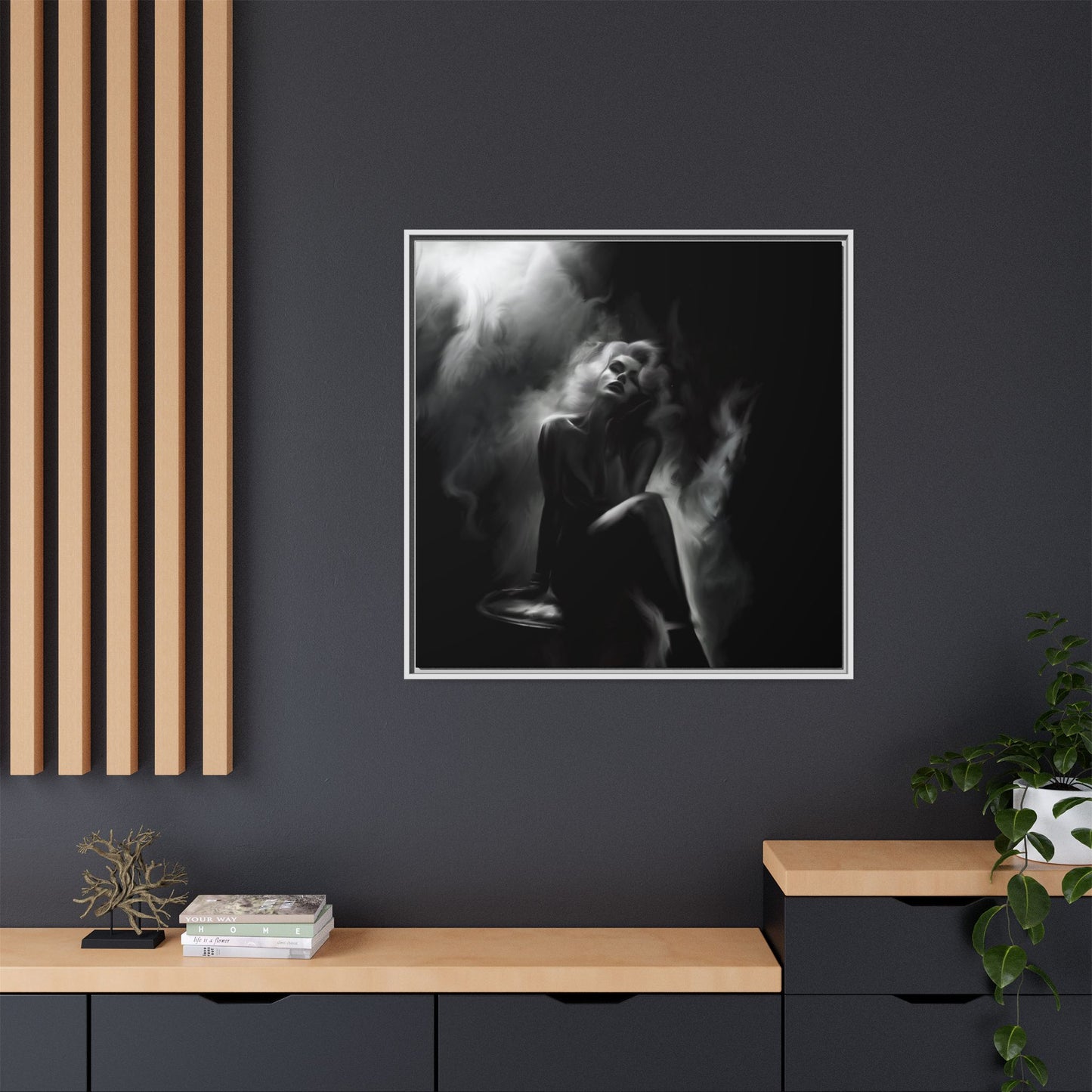 Elegant Woman Canvas Art, Digital Art Print, Abstract Black and White Wall Decor, Modern Home Decoration, Gift for Art Lovers