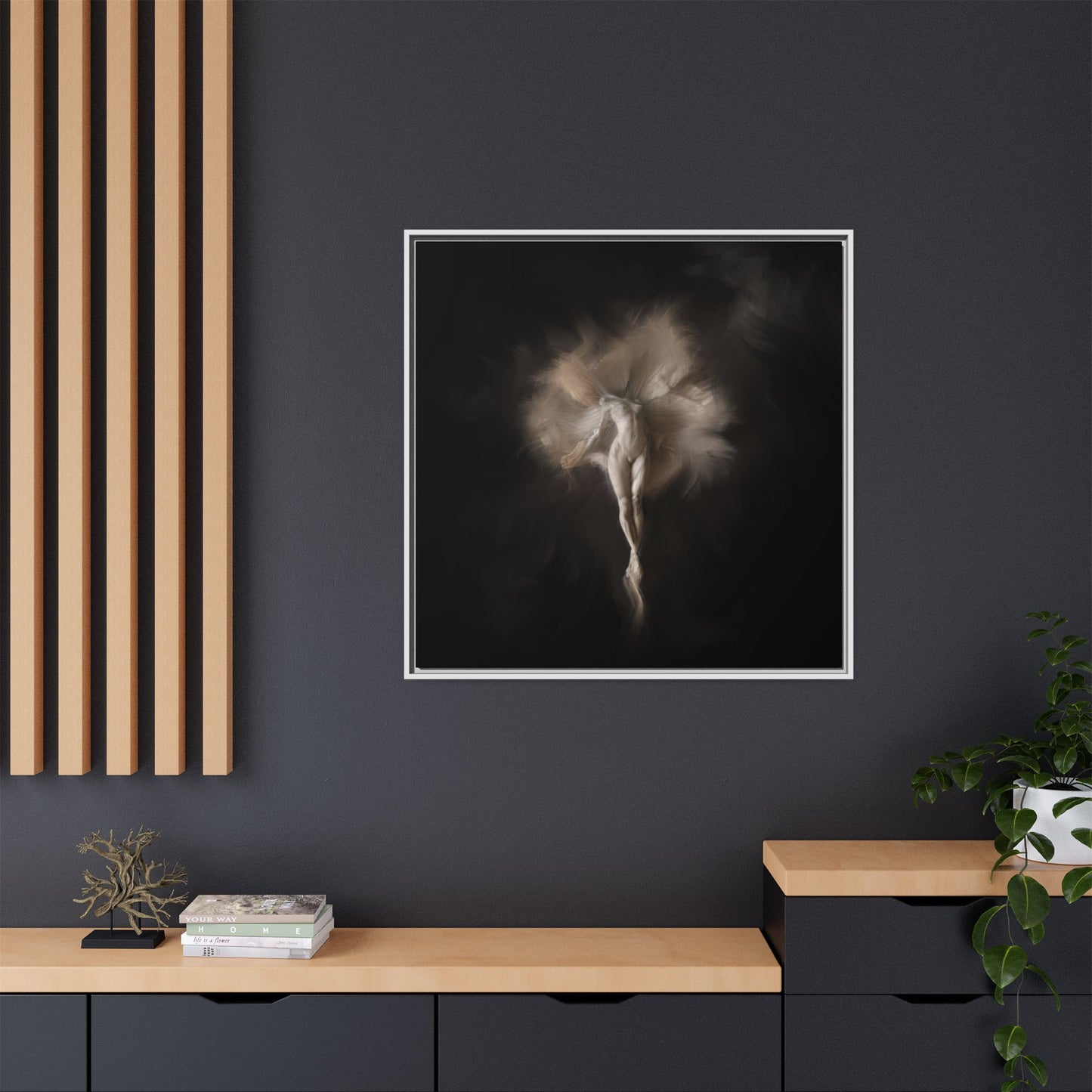 Elegant Framed Canvas Art, Ethereal Dancer Wall Decor, Home Aesthetic, Ballet Art, Gift for Dance Lovers, Living Room Decoration