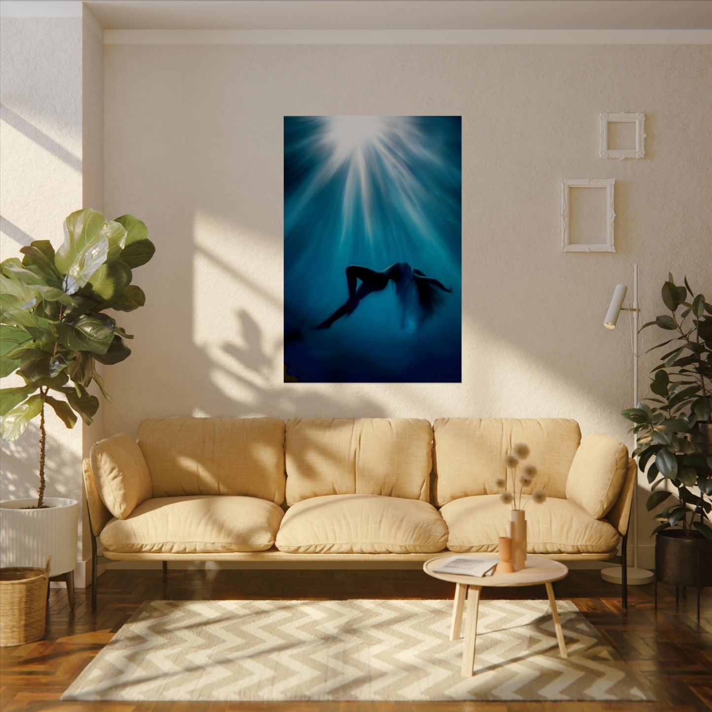 Serene Watercolor Art Poster - Tranquil Ocean Vibes