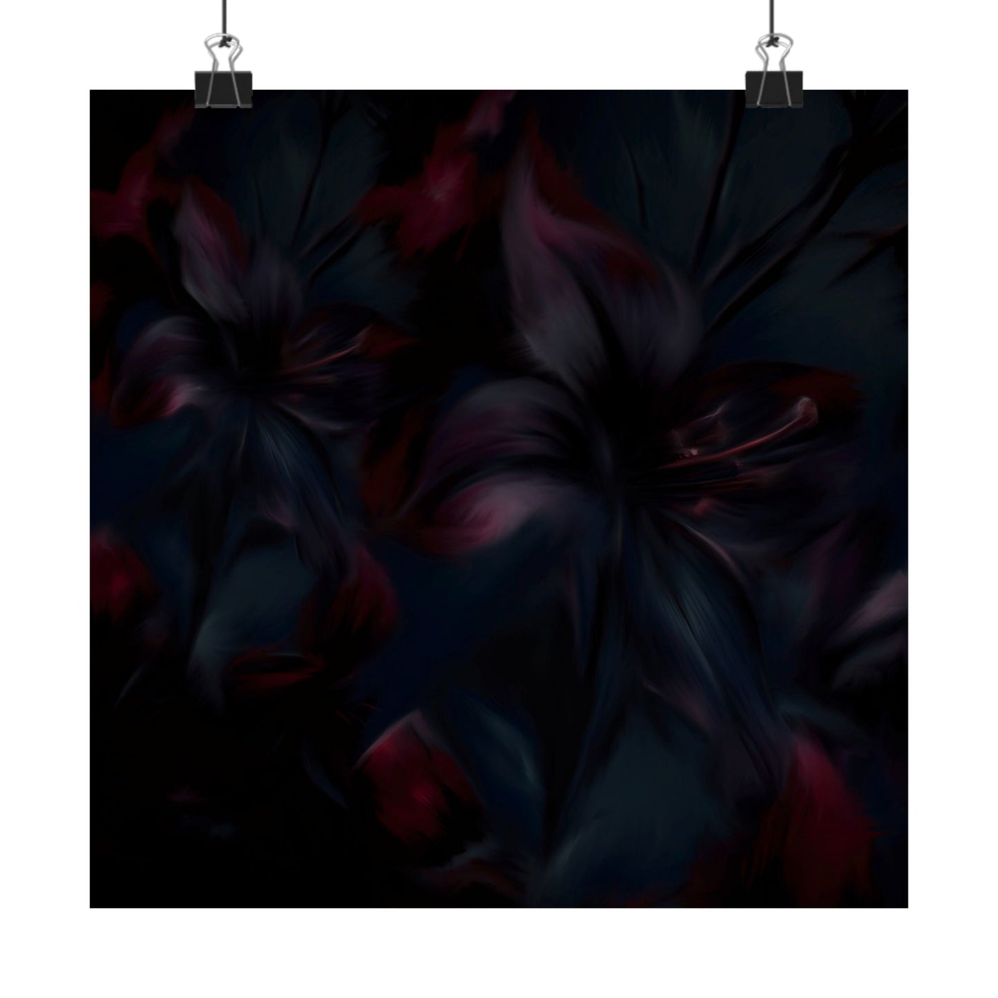 Elegant Floral Matte Vertical Poster - Dark Bloom Art for Home Decor
