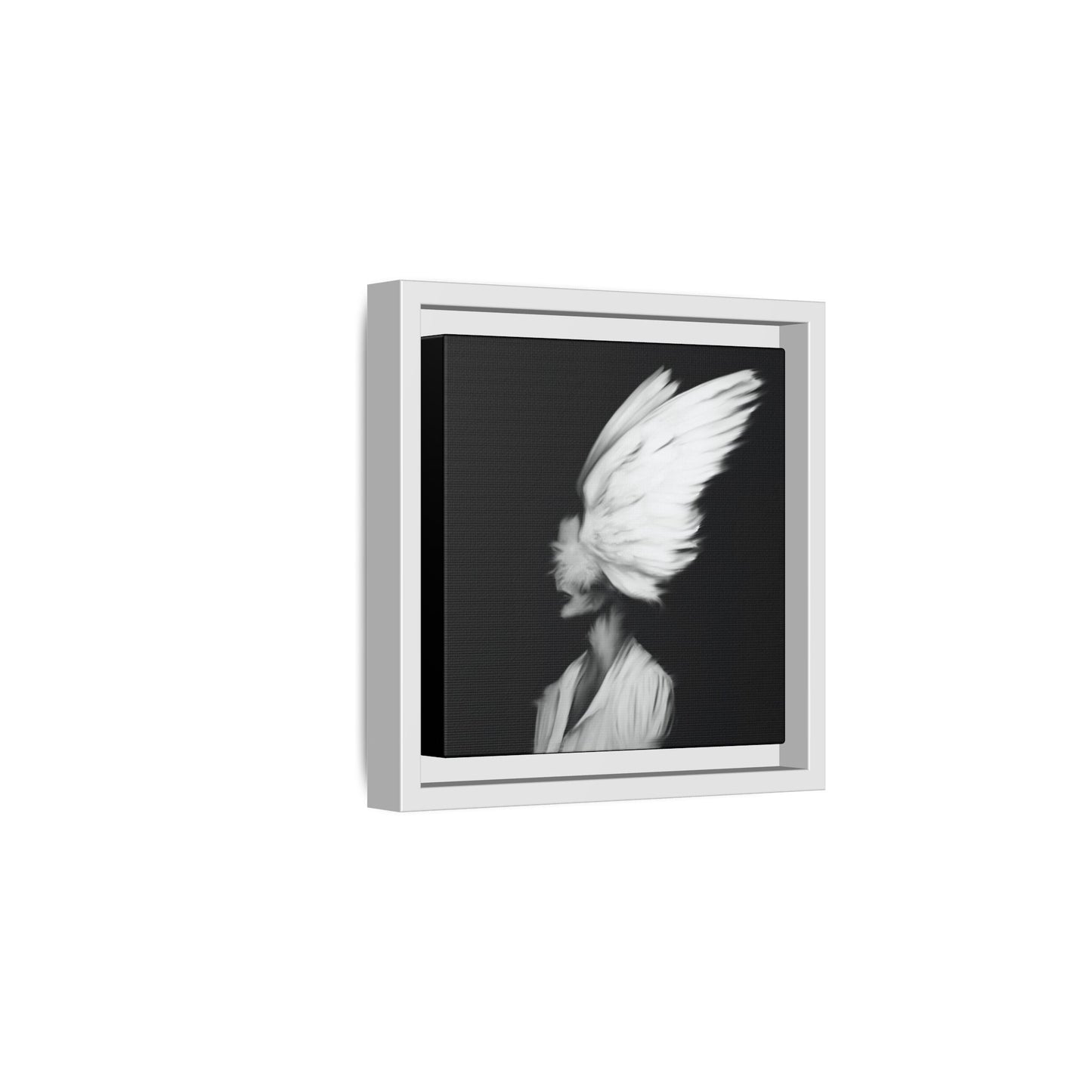 Digital Angel Drawing, Abstract Angel Wings Framed Canvas Art, Dramatic Wall Decor, Inspirational Gift, Modern Home Artwork