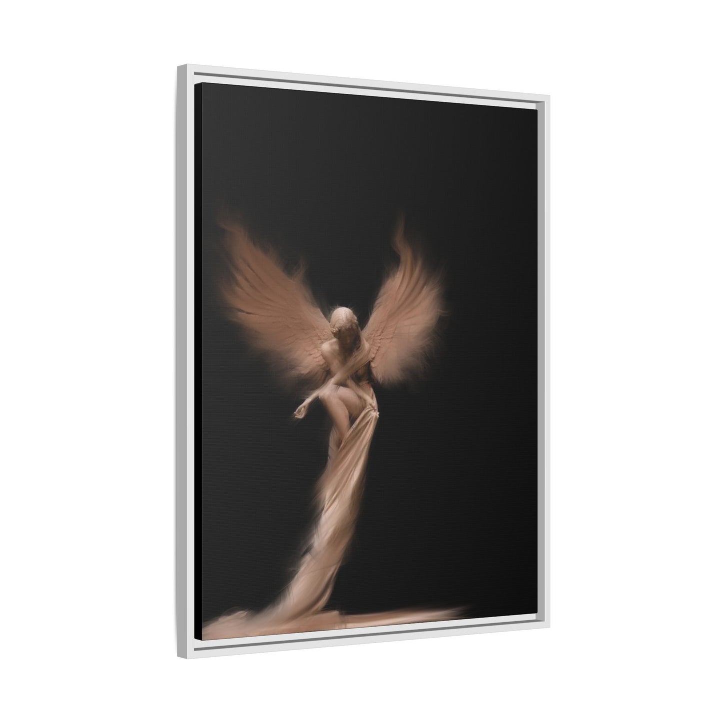 DIGITAL ANGEL DRAWING, Ethereal Angel Framed Canvas Art, Soft Angel Wings Wall Decor, Bohemian Home Decor, Gift for Art Lovers