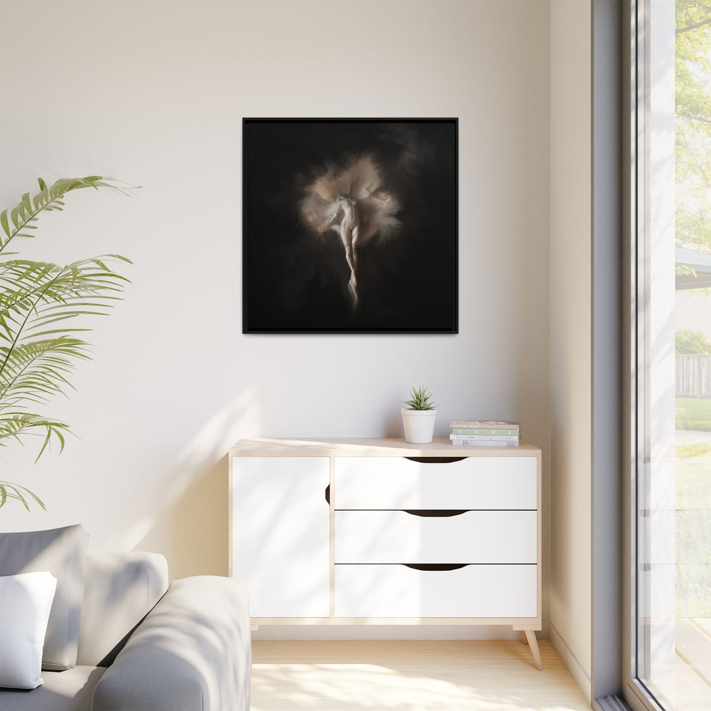 Elegant Framed Canvas Art, Ethereal Dancer Wall Decor, Home Aesthetic, Ballet Art, Gift for Dance Lovers, Living Room Decoration