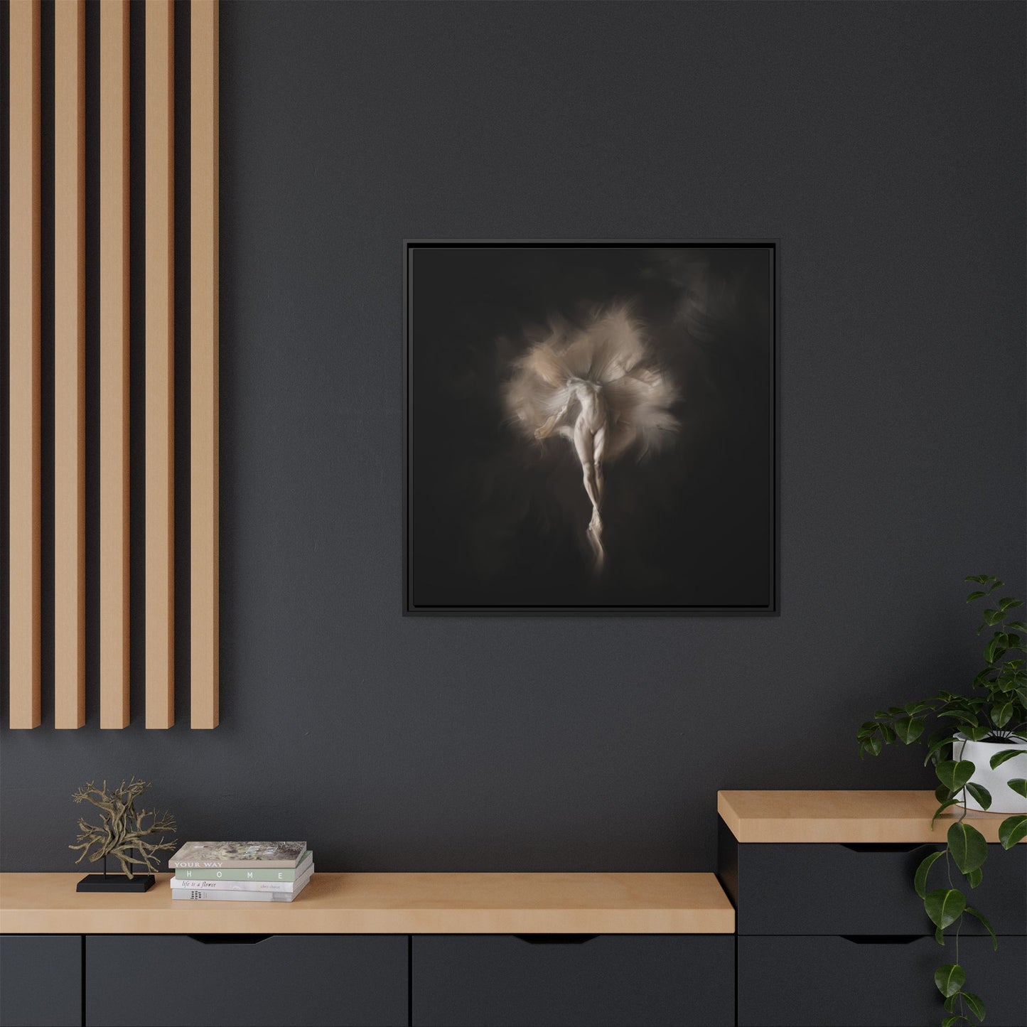 Elegant Framed Canvas Art, Ethereal Dancer Wall Decor, Home Aesthetic, Ballet Art, Gift for Dance Lovers, Living Room Decoration