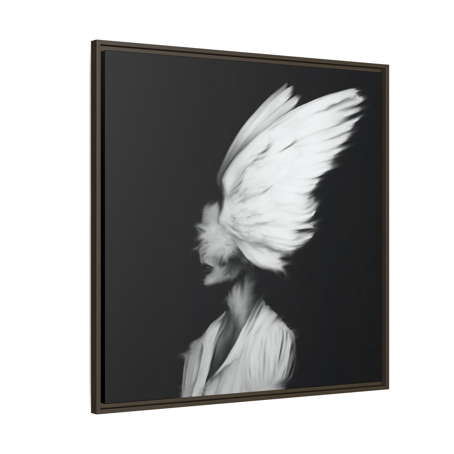 Digital Angel Drawing, Abstract Angel Wings Framed Canvas Art, Dramatic Wall Decor, Inspirational Gift, Modern Home Artwork