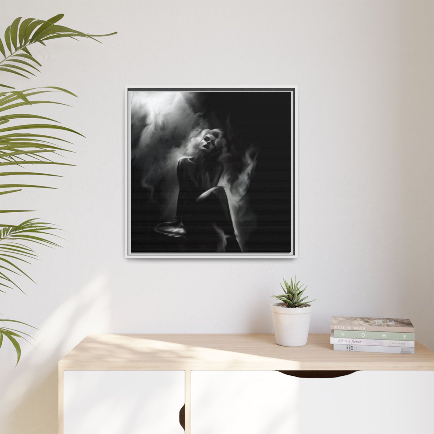 Elegant Woman Canvas Art, Digital Art Print, Abstract Black and White Wall Decor, Modern Home Decoration, Gift for Art Lovers