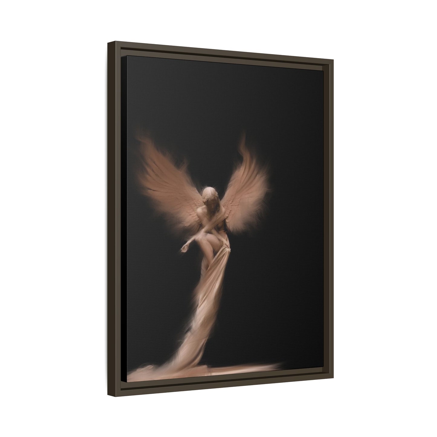 DIGITAL ANGEL DRAWING, Ethereal Angel Framed Canvas Art, Soft Angel Wings Wall Decor, Bohemian Home Decor, Gift for Art Lovers