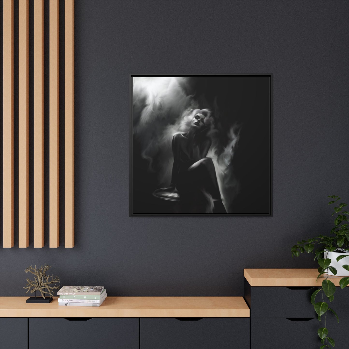 Elegant Woman Canvas Art, Digital Art Print, Abstract Black and White Wall Decor, Modern Home Decoration, Gift for Art Lovers