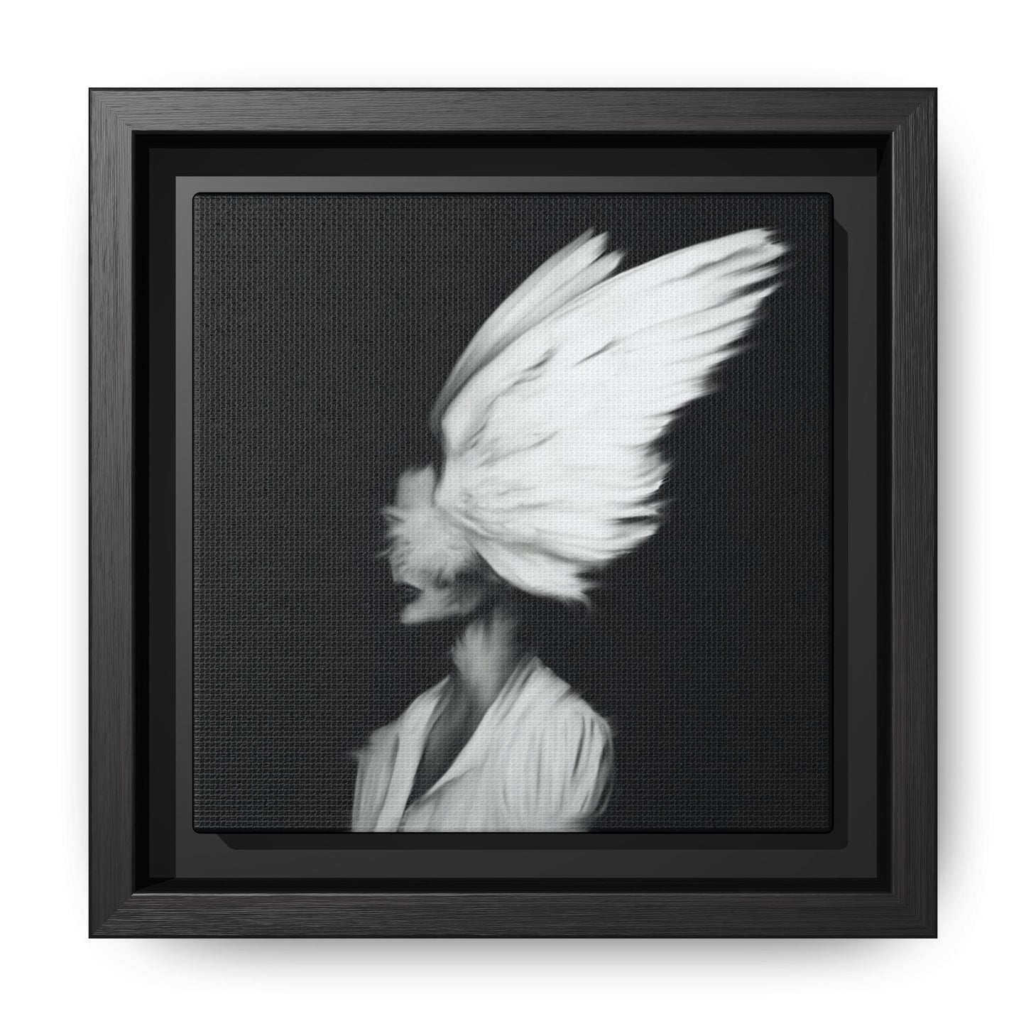 Digital Angel Drawing, Abstract Angel Wings Framed Canvas Art, Dramatic Wall Decor, Inspirational Gift, Modern Home Artwork