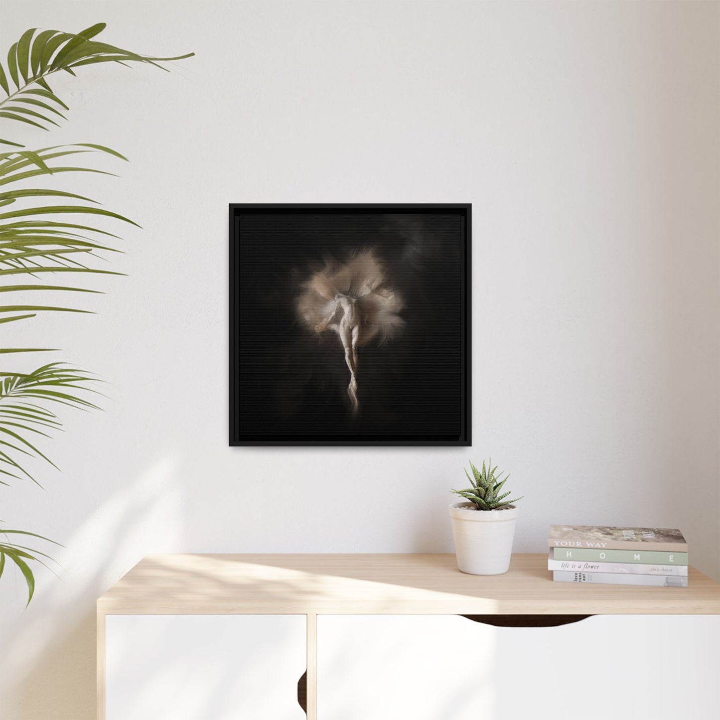 Elegant Framed Canvas Art, Ethereal Dancer Wall Decor, Home Aesthetic, Ballet Art, Gift for Dance Lovers, Living Room Decoration