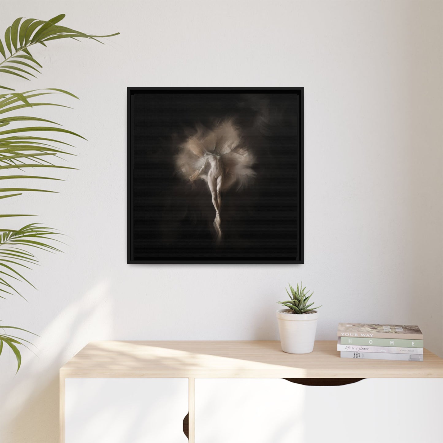 Elegant Framed Canvas Art, Ethereal Dancer Wall Decor, Home Aesthetic, Ballet Art, Gift for Dance Lovers, Living Room Decoration