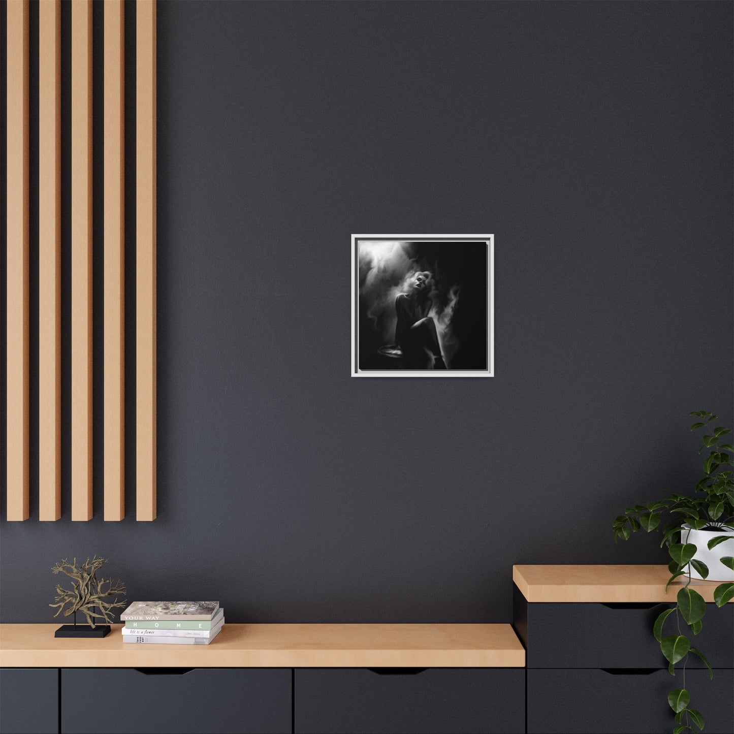 Elegant Woman Canvas Art, Digital Art Print, Abstract Black and White Wall Decor, Modern Home Decoration, Gift for Art Lovers