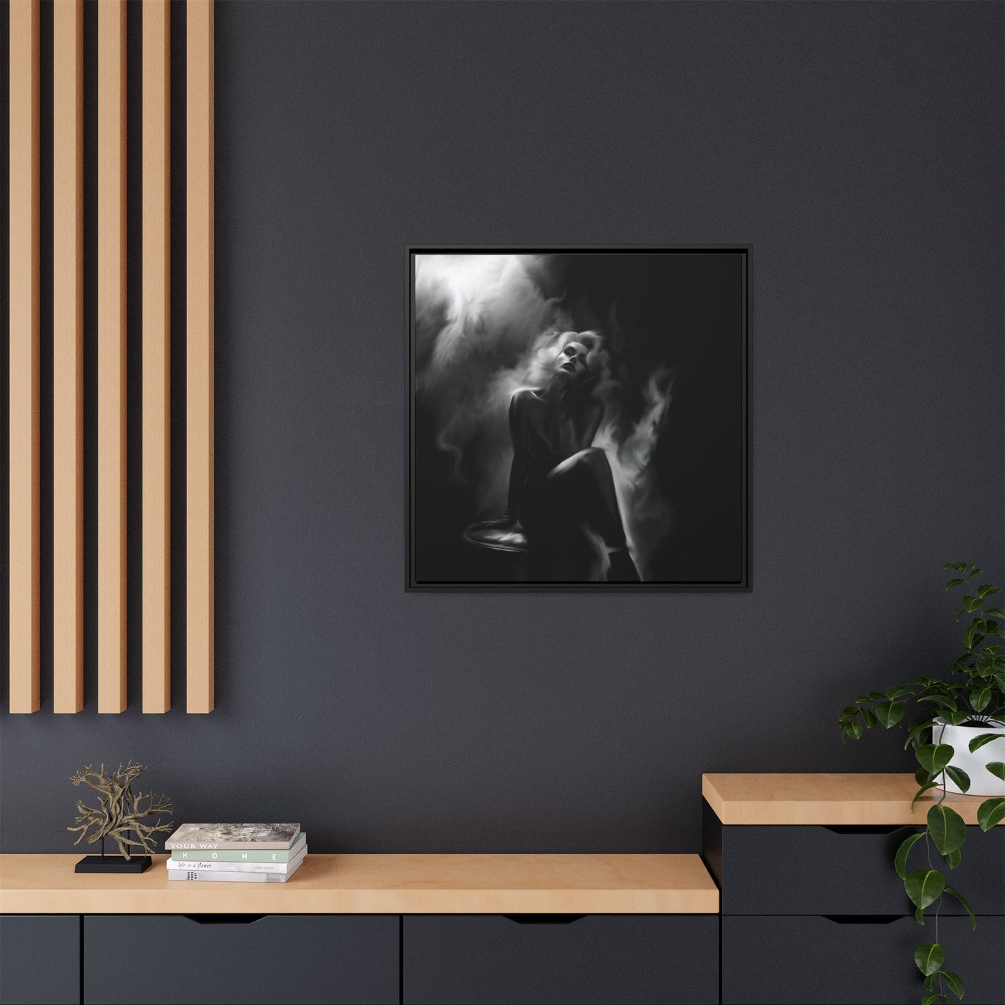 Elegant Woman Canvas Art, Digital Art Print, Abstract Black and White Wall Decor, Modern Home Decoration, Gift for Art Lovers