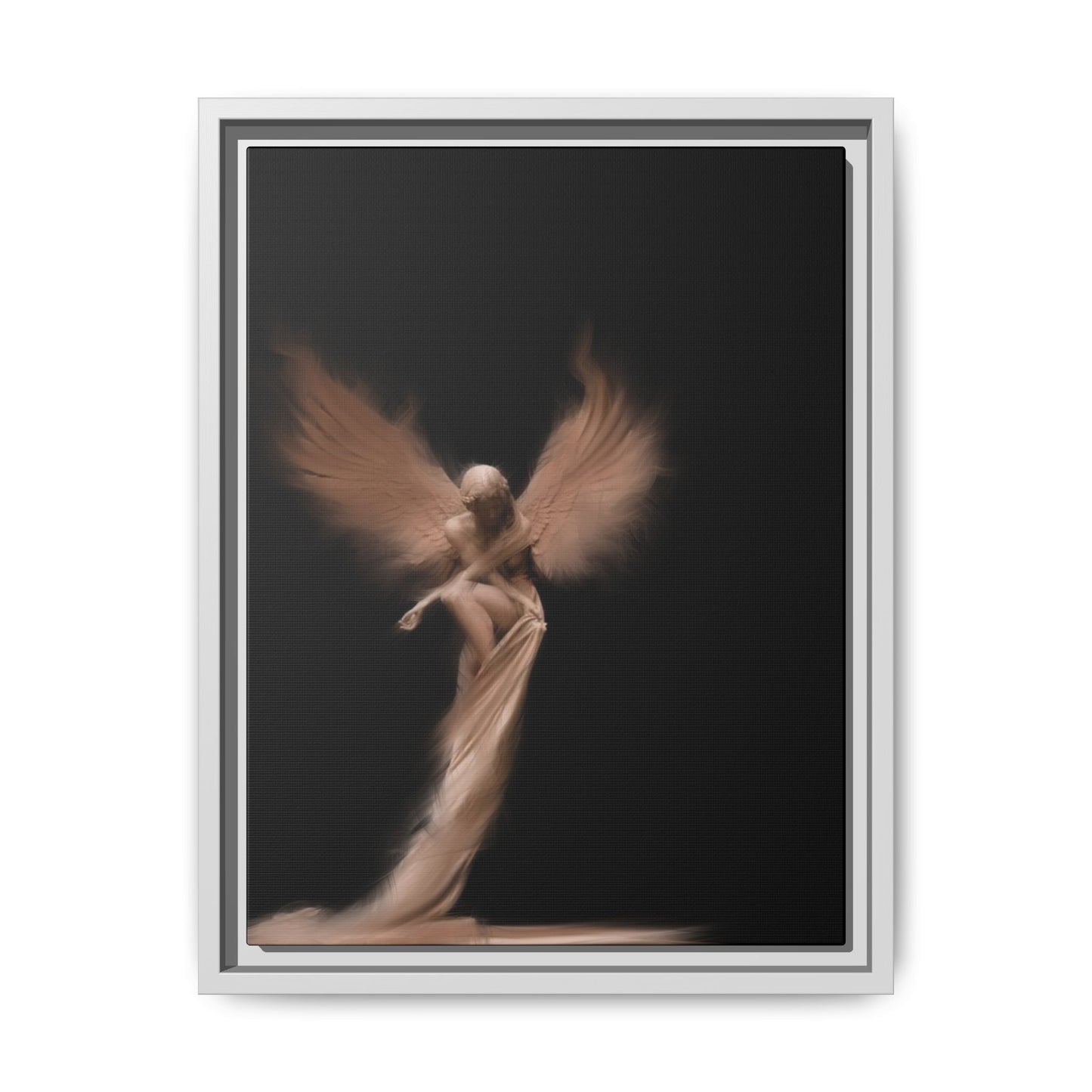 DIGITAL ANGEL DRAWING, Ethereal Angel Framed Canvas Art, Soft Angel Wings Wall Decor, Bohemian Home Decor, Gift for Art Lovers