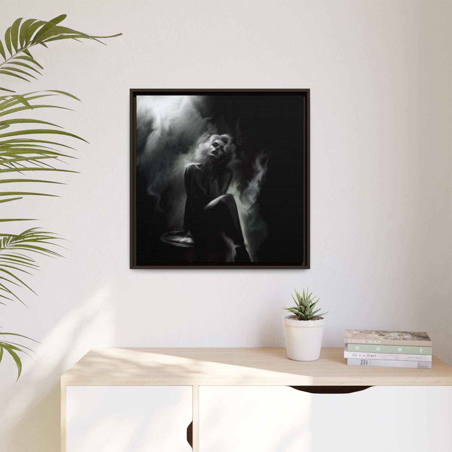 Elegant Woman Canvas Art, Digital Art Print, Abstract Black and White Wall Decor, Modern Home Decoration, Gift for Art Lovers