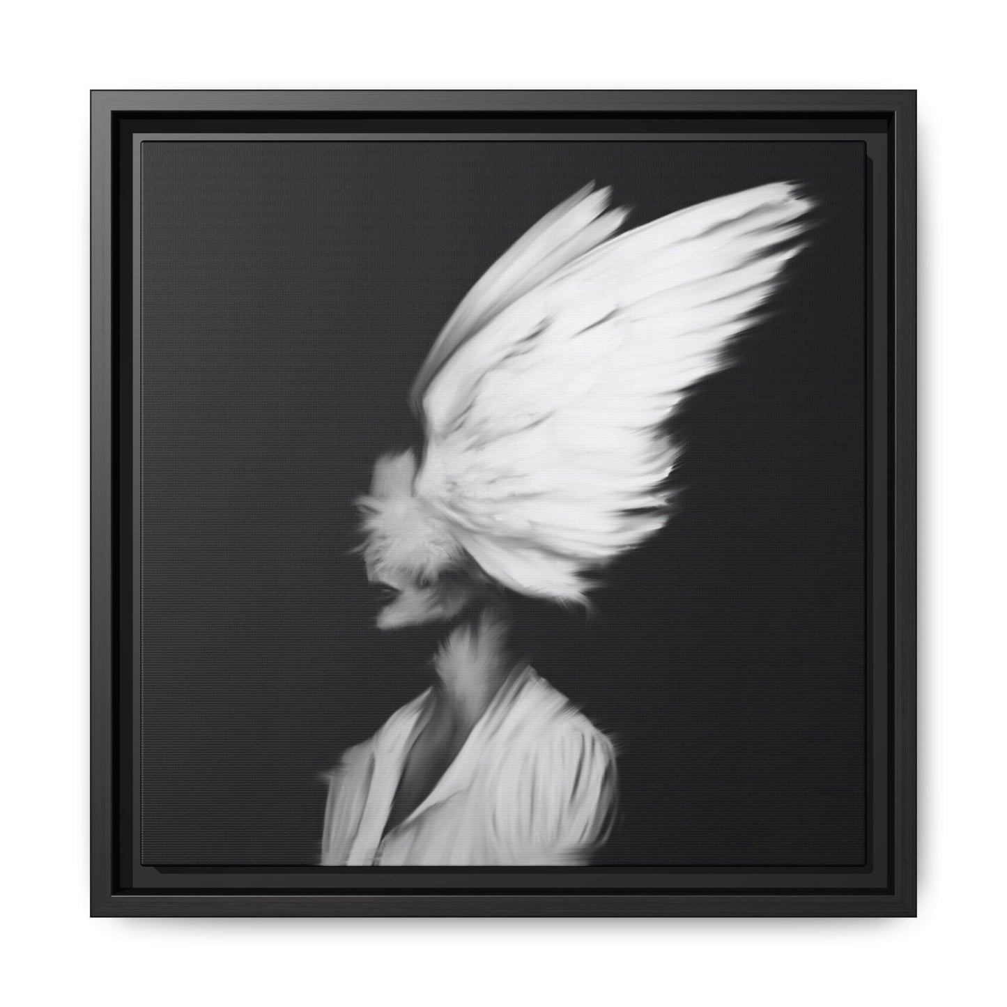 Digital Angel Drawing, Abstract Angel Wings Framed Canvas Art, Dramatic Wall Decor, Inspirational Gift, Modern Home Artwork