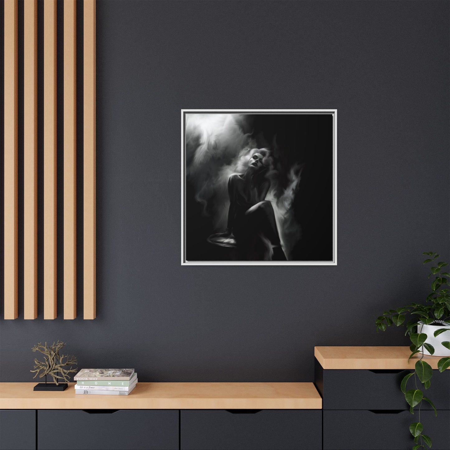 Elegant Woman Canvas Art, Digital Art Print, Abstract Black and White Wall Decor, Modern Home Decoration, Gift for Art Lovers
