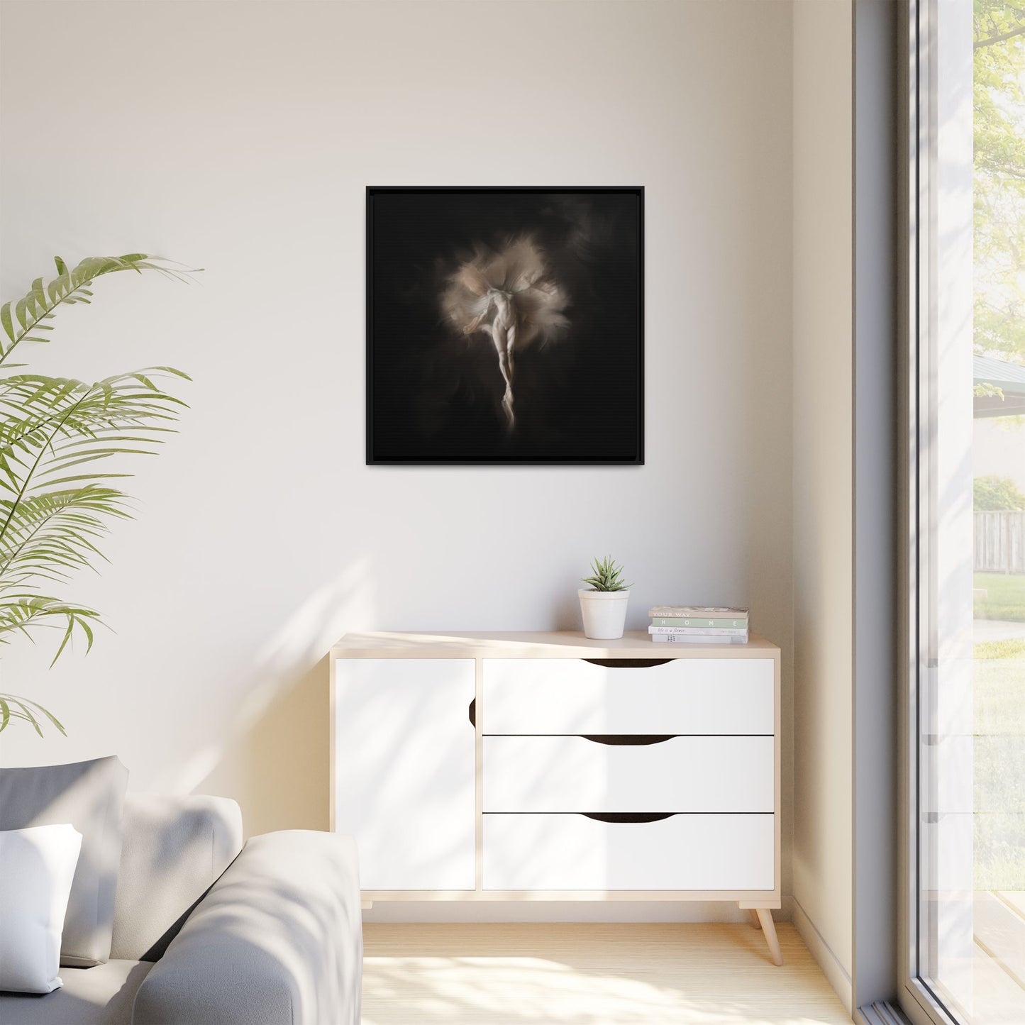 Elegant Framed Canvas Art, Ethereal Dancer Wall Decor, Home Aesthetic, Ballet Art, Gift for Dance Lovers, Living Room Decoration
