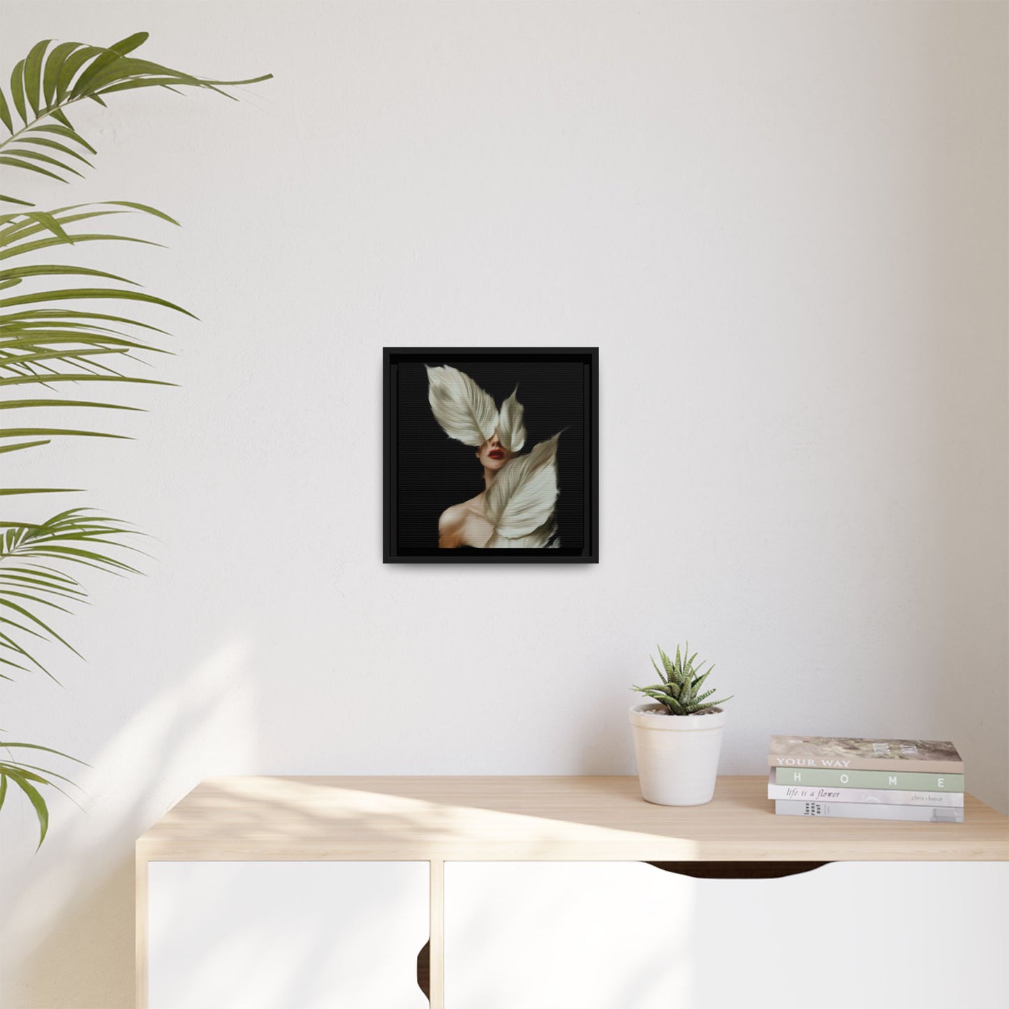 Dessin de femme numérique avec fleurs, art mural botanique bohème, impression sur toile mate encadrée, décoration d'intérieur moderne, esthétique feuillue