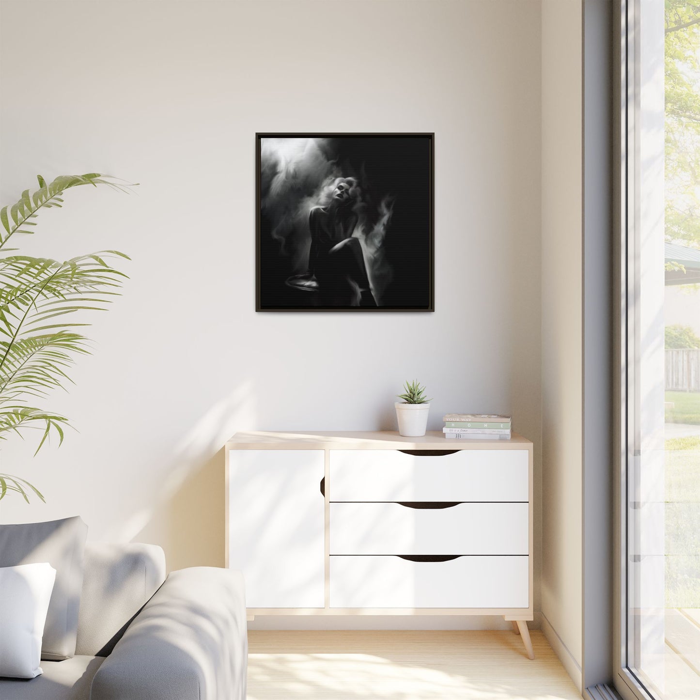 Elegant Woman Canvas Art, Digital Art Print, Abstract Black and White Wall Decor, Modern Home Decoration, Gift for Art Lovers