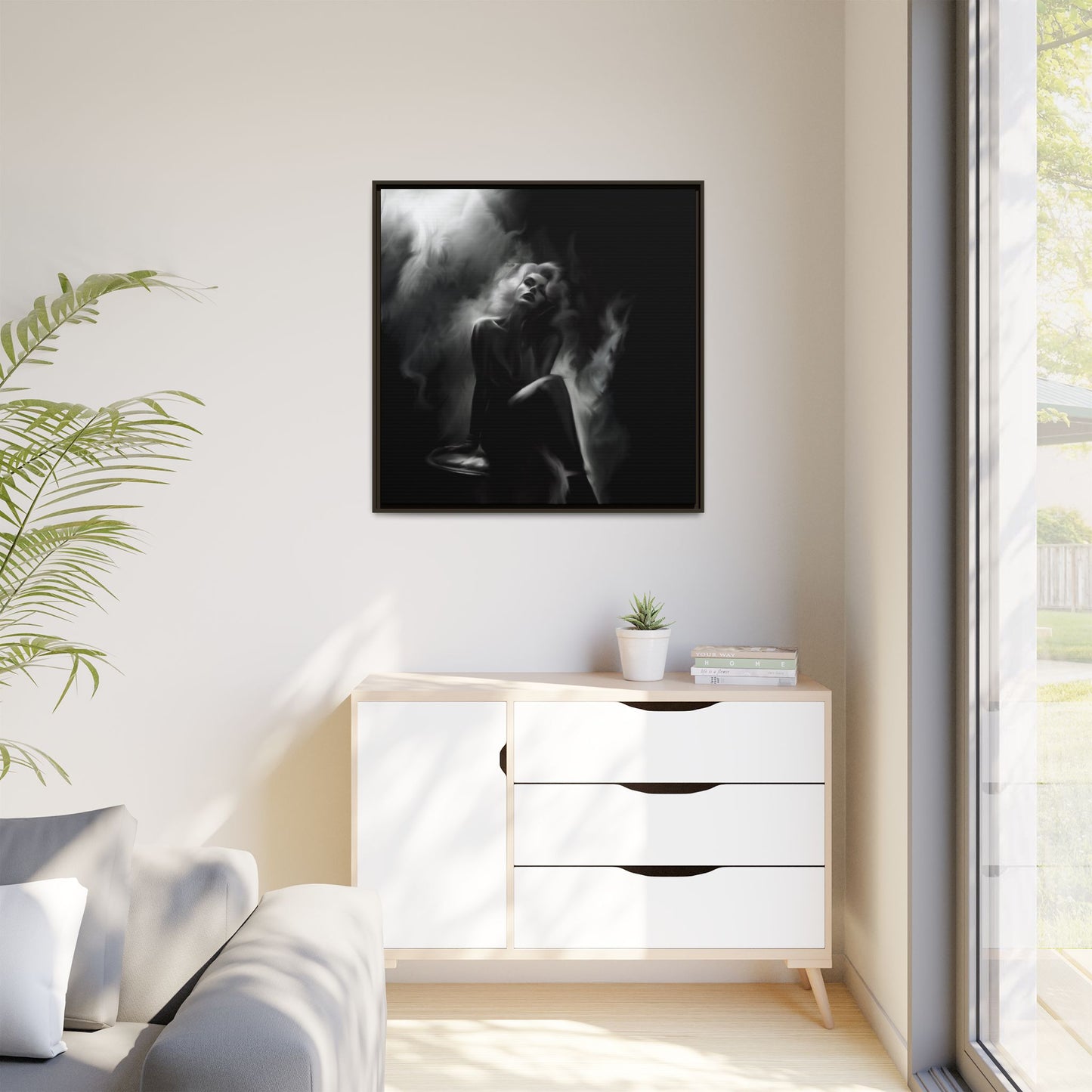 Elegant Woman Canvas Art, Digital Art Print, Abstract Black and White Wall Decor, Modern Home Decoration, Gift for Art Lovers