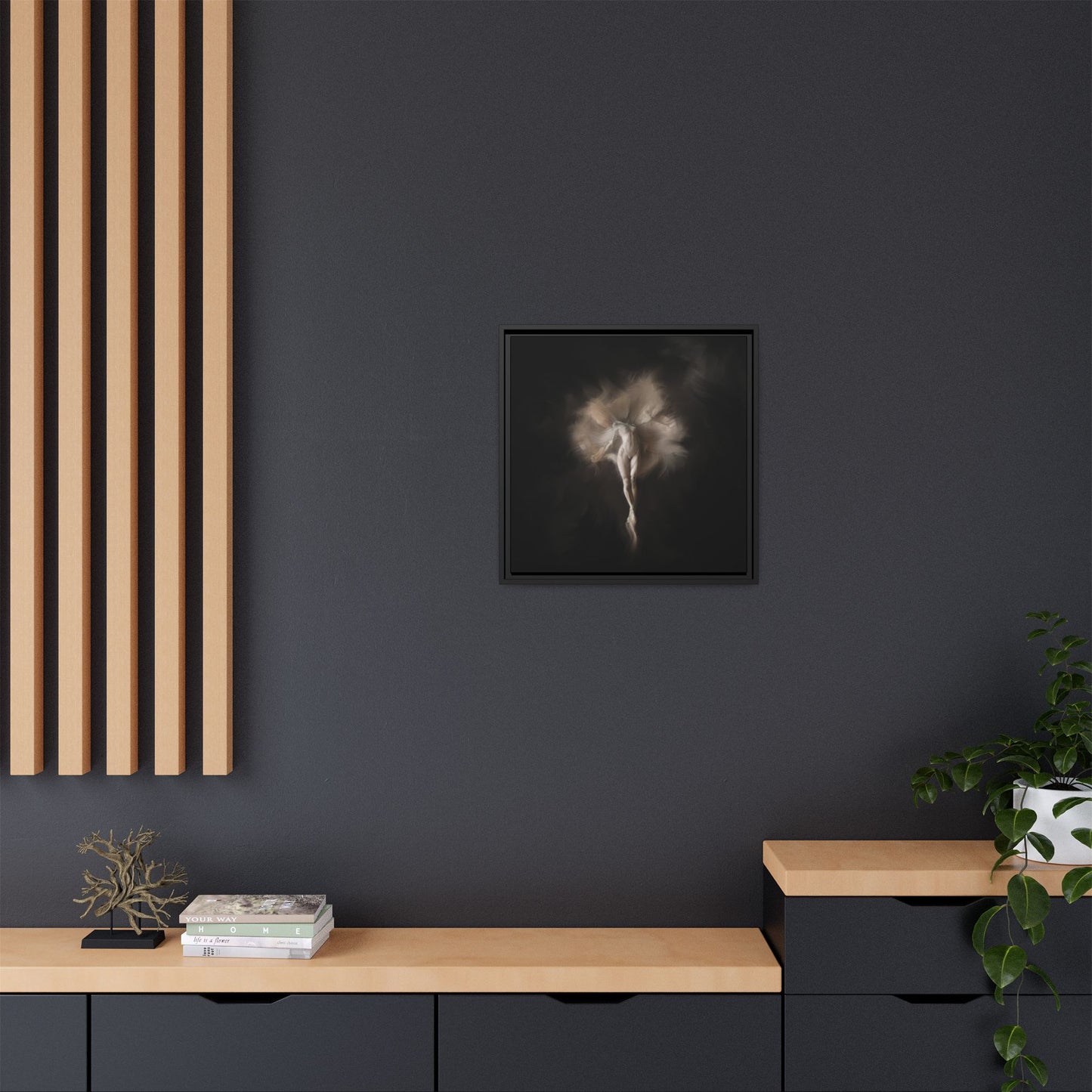 Elegant Framed Canvas Art, Ethereal Dancer Wall Decor, Home Aesthetic, Ballet Art, Gift for Dance Lovers, Living Room Decoration