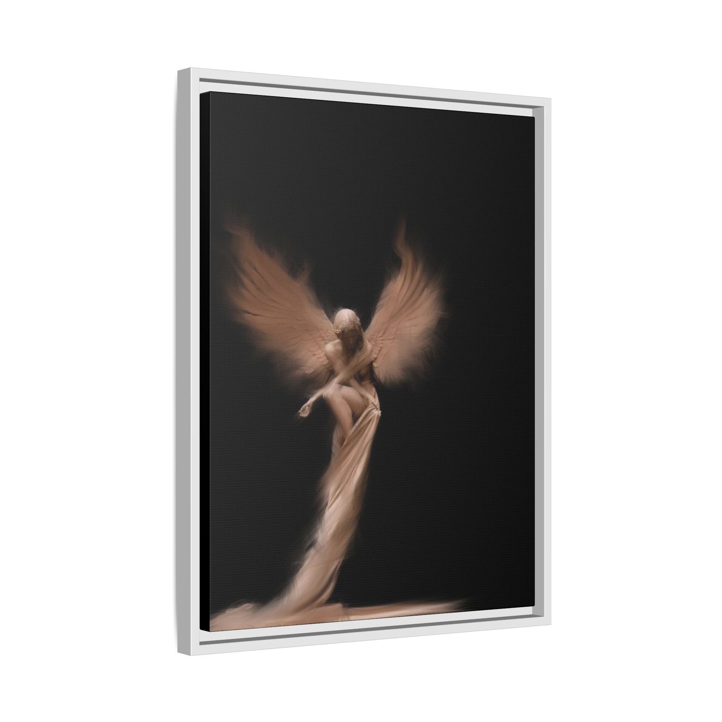 DIGITAL ANGEL DRAWING, Ethereal Angel Framed Canvas Art, Soft Angel Wings Wall Decor, Bohemian Home Decor, Gift for Art Lovers