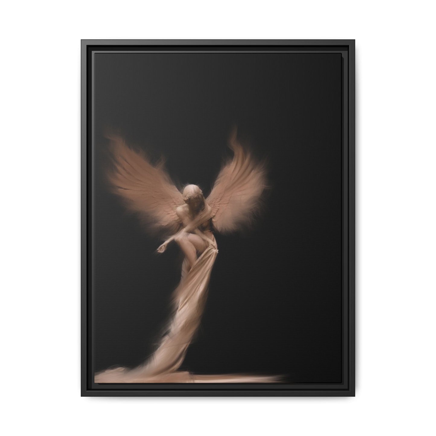 DIGITAL ANGEL DRAWING, Ethereal Angel Framed Canvas Art, Soft Angel Wings Wall Decor, Bohemian Home Decor, Gift for Art Lovers